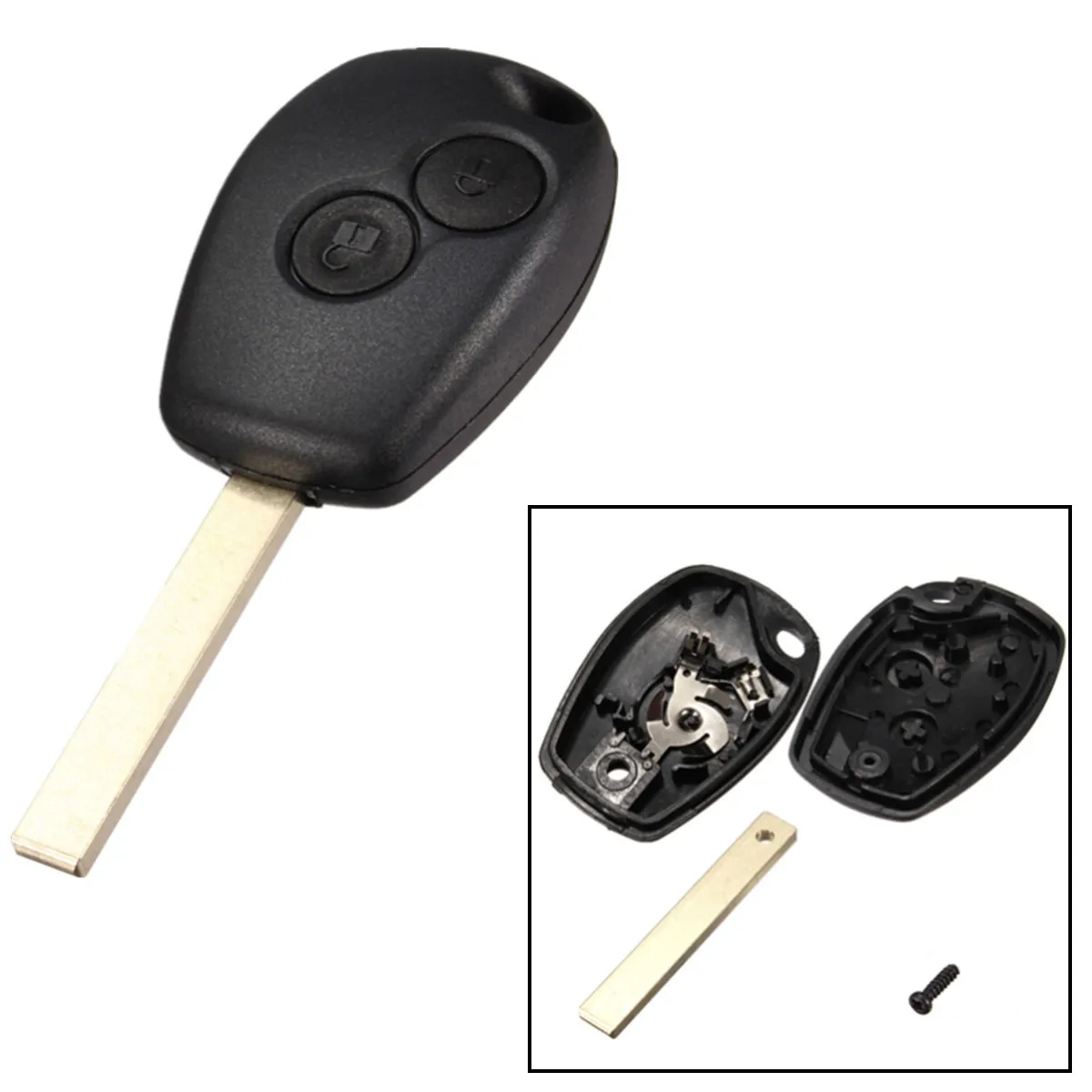 

2 Button Remote Key Fob Case Shell Blade For Renault/Modus/Clio 3/Twingo/Kangoo Black