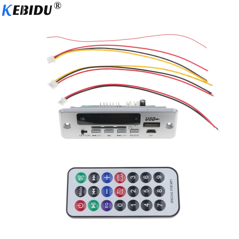 

KEBIDU Bluetooth V5.0 MP3 Decoding Board Module Wireless USB MP3 Player TF Card Slot / USB / FM / Remote for Car Speaker Phone