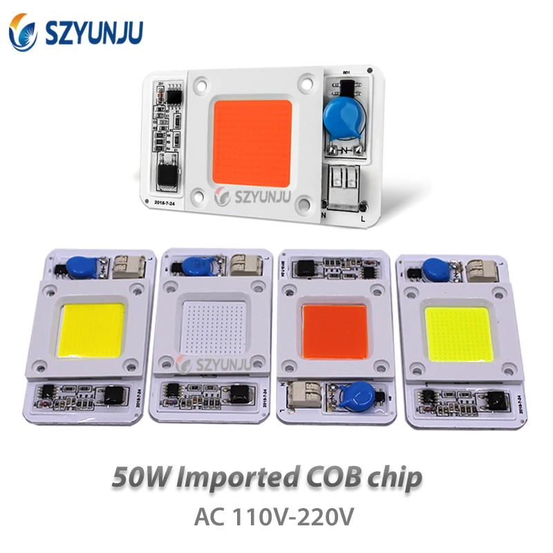 LED 50 Вт COB лампа Smart IC AC 220 В 110 Драйвер Белый теплый холодный полный спектр