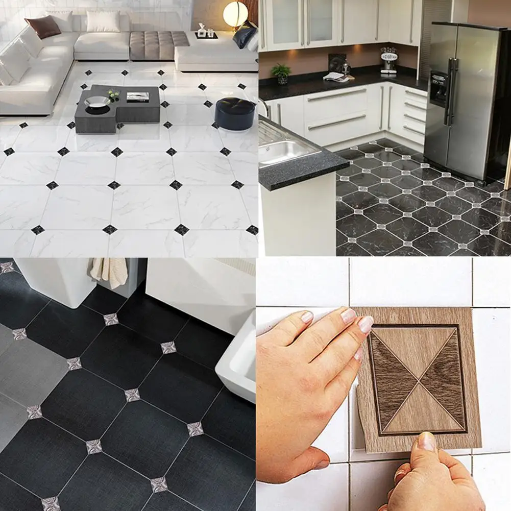 

10pcs/lot 3D Europe Style Tile Wall Sticker Kitchen Bathroom Toilet Tiles Waist Line Art Mural Vinyl Floor Diagonal Wall Decals