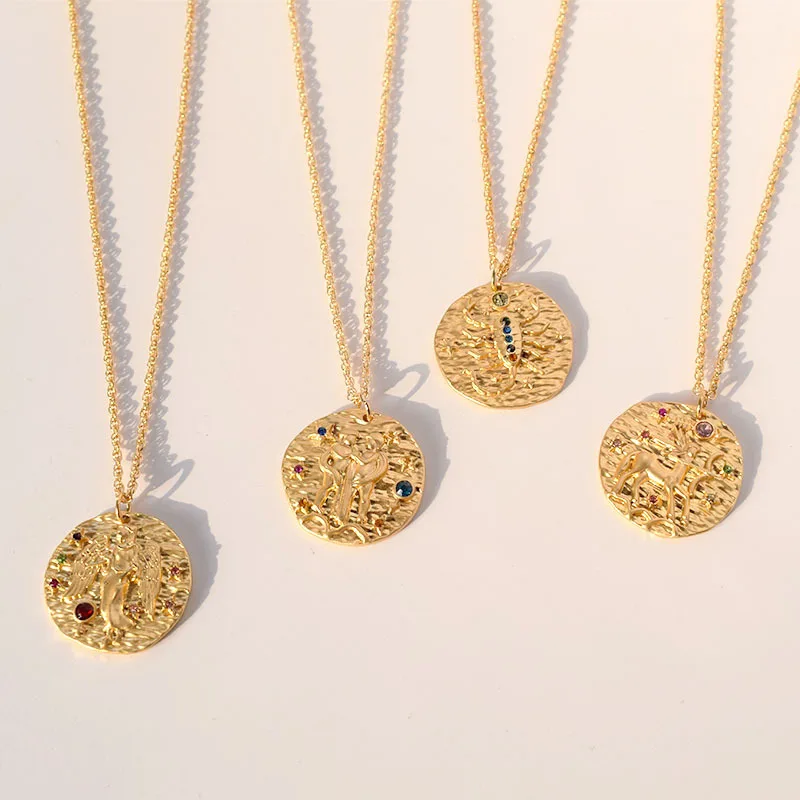 2019 12 Зодиак Созвездие резное монетное ожерелье с подвеской простое медное