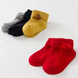 Носки для новорожденных девочек с кисточками, высокие Чулочно-носочные изделия, хлопковые носки, Детские аксессуары, зимние хлопковые