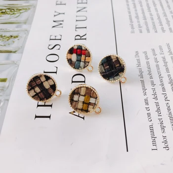 

Round Wool Stuff Stud Earring Accessories Pendant Necklace Supplies for Jewelry Making Accessories Components 6pcs KP2090