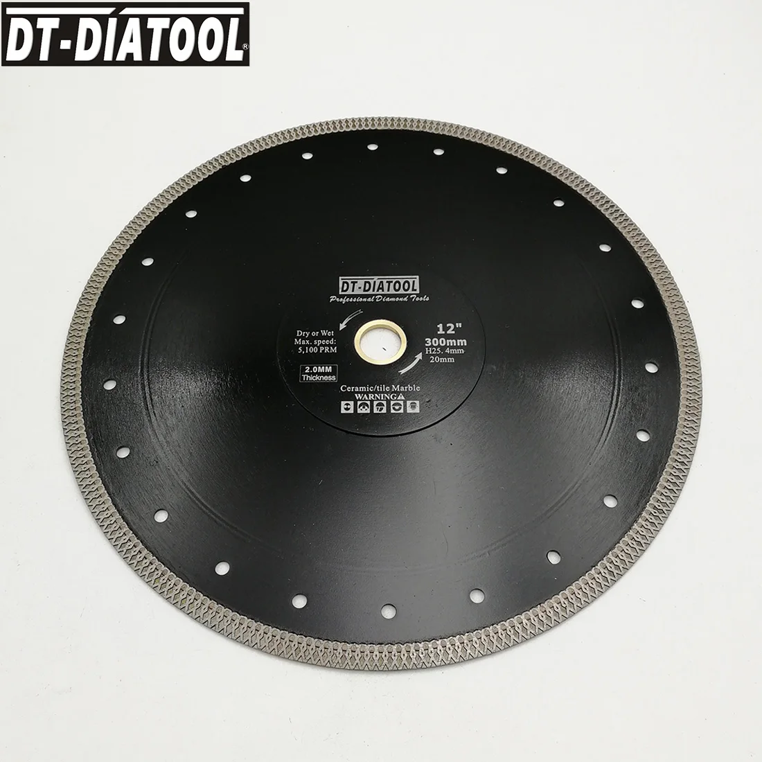 DT-DIATOOL 1unit Dia 12"/300mm Hot-pressed High Quality X Mesh Turbo Dry or Wet Diamond Cutting Disc for Marble Tile Saw Blades