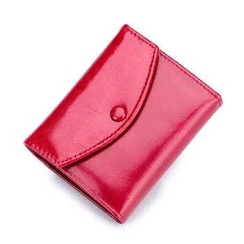 

New Women's Short Wallet Solid Color Short Genuine Cow Leather Female Small Coin Purse Hasp Zipper Purse Card Holder For Girls