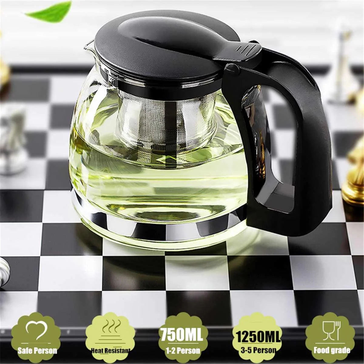 Goedkoop Glazen Theepot Met Filter Hittebestendige Bloem Thee Potten Zetgroep Thee Blad Kruiden Koffie Drinkware kung fu Theekopje 750 ml  1250 ml