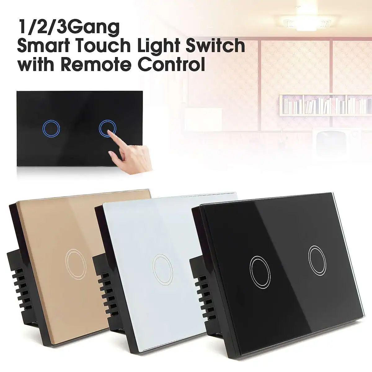 

3 Colors 2 Gang 2 Way Remote Control Switch, Smart Wall Light Switch, Light Switch For Smart Home EU/UK Standard