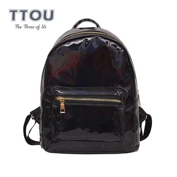 

TTOU Fashion Small Laser Women Backpack Mini Quality PVC Female Shoulder Bag Ladies' Holographic Travel Bag Mochila Feminina