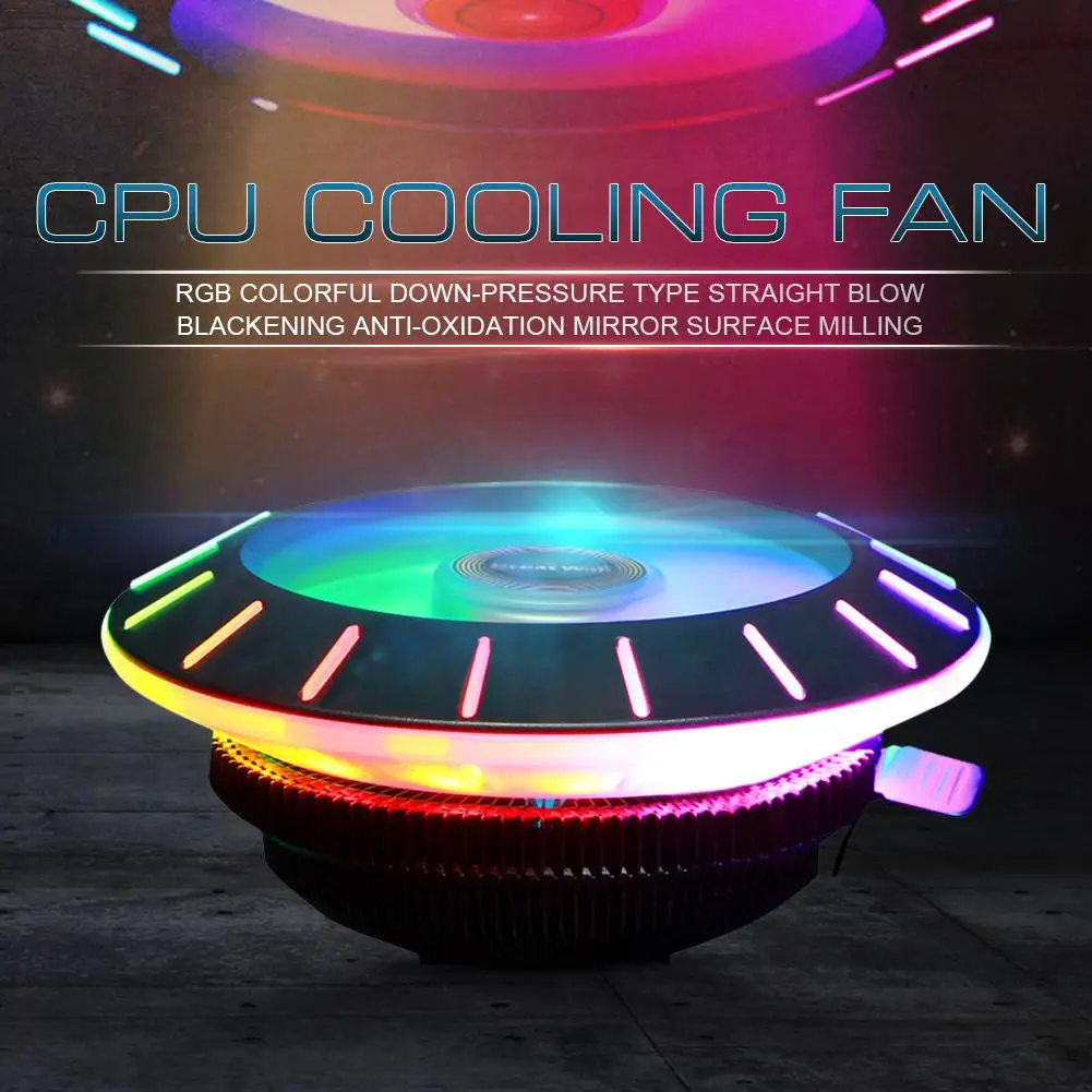 RGB Thin CPU Air Cooler With LED Lamp Silent Copper Hot Column Technology PC Annular Fan Table Machine Computer Host Radiator