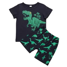 

2pcs Girls Kid Boys Clothes Casual Cartoon Dinosaur T-Shirt Tracksuit Top+Pants Outfits Casual Suit Set 2-7Y