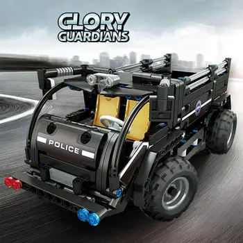 

DIY 1/18 Electric Special Alarm Command Car RC Model Assemble Toys 468PCS Remote Control Car Funny Building Blocks