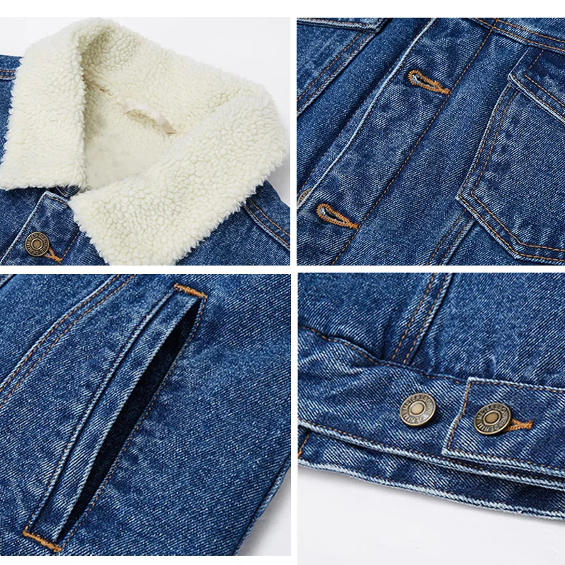 Hiver Taille La Automne Outwear Femmes dark Longues light Formiko 4xl Nouvelle Jean Blue Noir Blue En Chaud Manteau Plus Manches Laine D'agneau Veste Printemps dx8xTaqSw0