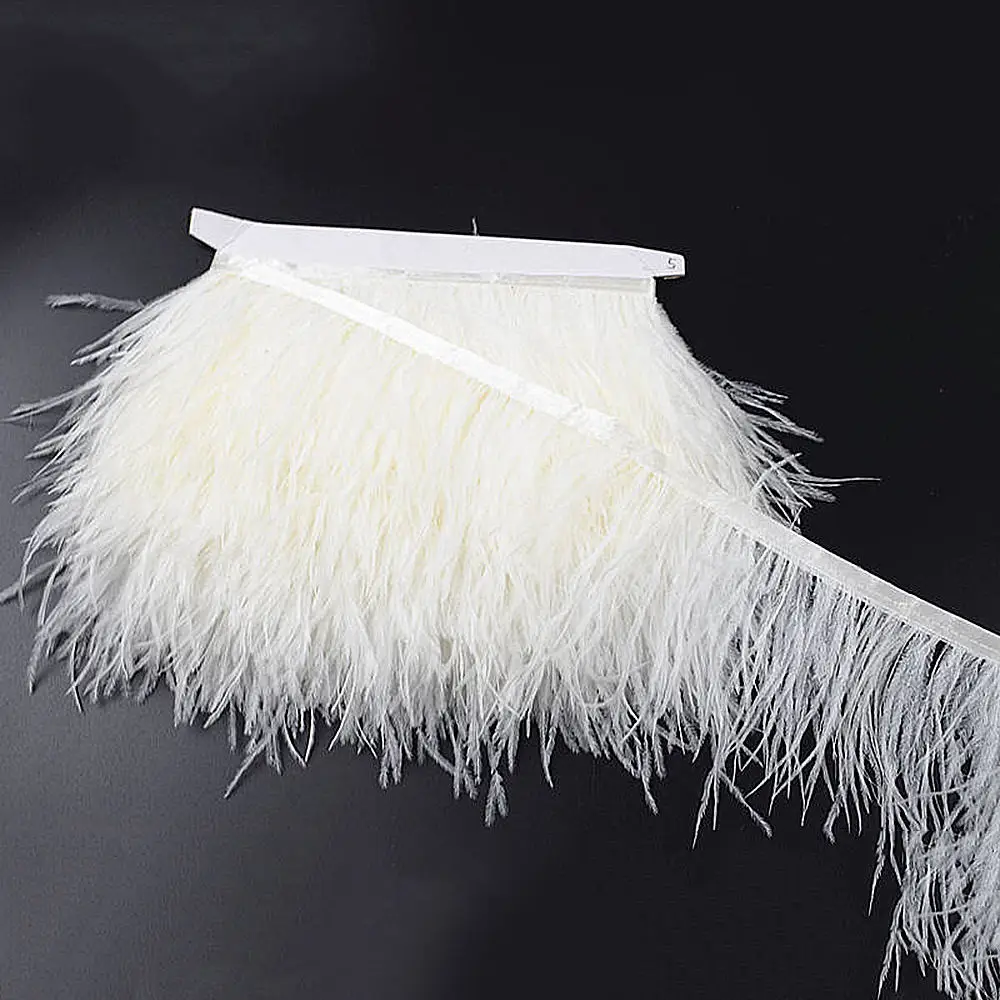 

1meter Encrypted Thick Clothing Natural Ostrich Feather Lace Strip Skirts Dresses Apparel Party DIY Decoration Craft