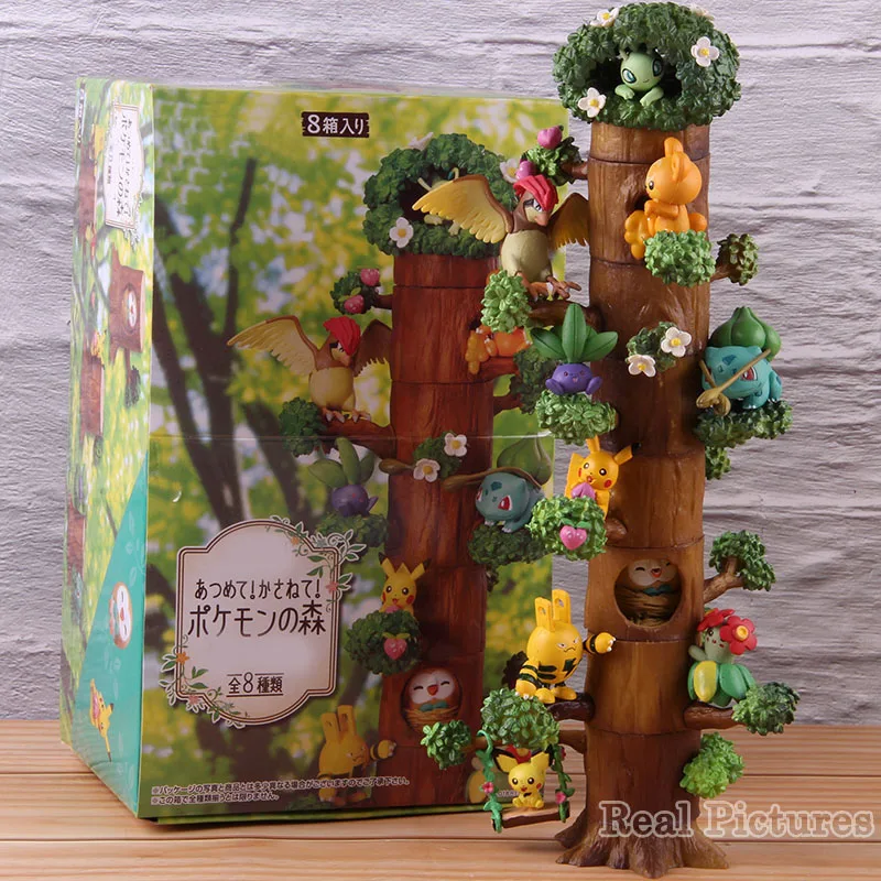 

Anime Cartoon Monster Forest Vol.1 Pikachu Figure Bulbasaur Celebi Bellossom Teddiursa Mini Action Collection Toy 8pcs/set