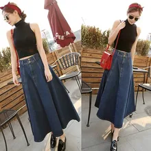 Новинка года; сезон весна-лето; корейский стиль; Высокая талия; большая ковбойская плиссированная юбка средней длины