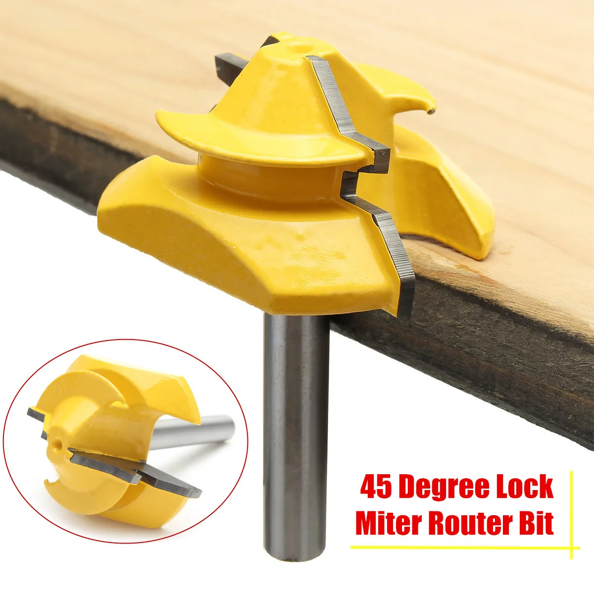 

3Pcs45DegreeMilling Cutter LockMiterGlueJointRouterBitWoodworkCutterSet-3/10"Shank Woodworking Tool