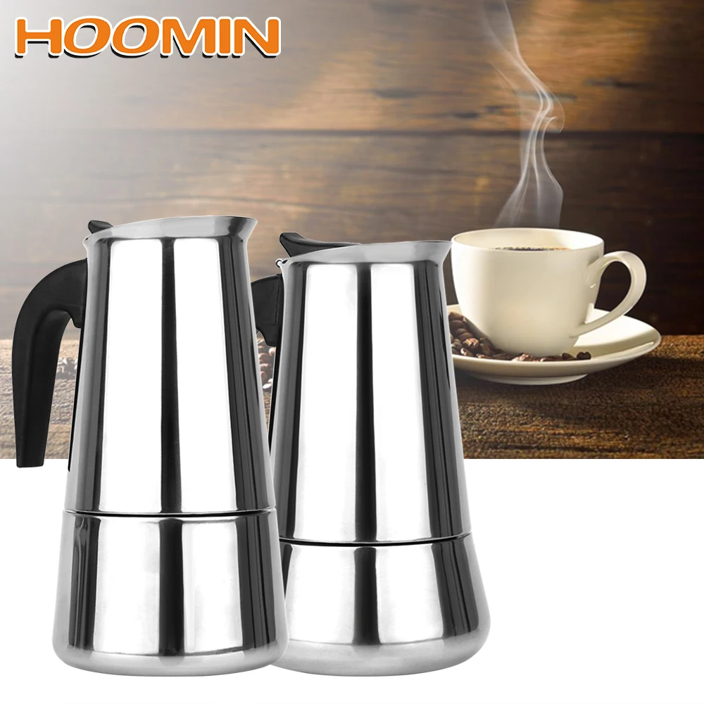 HOOMIN 300 مللي/450 مللي إبريق قهوة Coffeeware موكا صانع القهوة إبريق الشاي من الفولاذ المقاوم للصدأ أدوات مطبخ