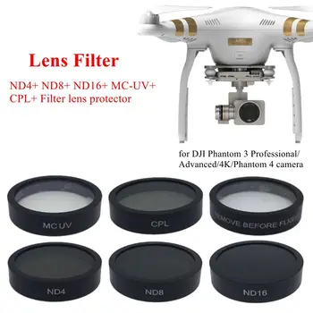 

6pcs Camera Lens UV+CPL+ND4/8/16 Filter Protect for DJI Phantom 4/Phantom 3 Pro/Advanced RC438