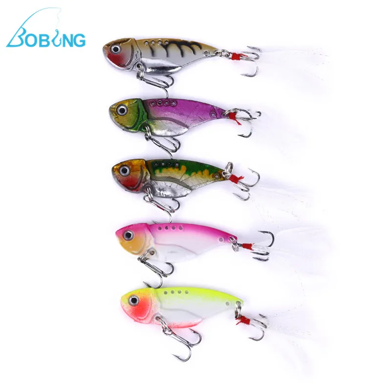 Bobing 5pcsset 5.5cm 11g Fishing Lure Quick Sinking Metal VIB Spoon Bait Bass Fishing Lure Artificial Bait Lure Fishing Tool