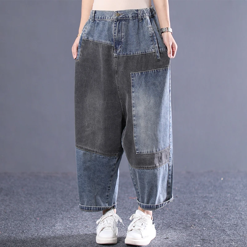 La Pantalones Nuevo Patrón Bolsillos 2019 Calle Color Primavera Rectos Mujer De Luz Alta Patchwork Verano Blue Shengpalae Blanqueado Ad875 qftw7W6I
