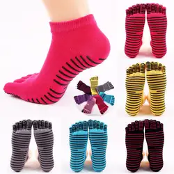 Женские хлопковые цветные Нескользящие массажные носки с открытым носком; носки с полным захватом; носки по щиколотку с каблуком; 4 цвета