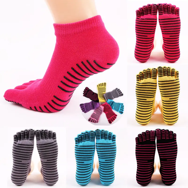 

Women Cotton Active Toe Colorful Non Slip Massage Socks Full Grip Socks Heel Ankle Length Socks With 4 Colrs