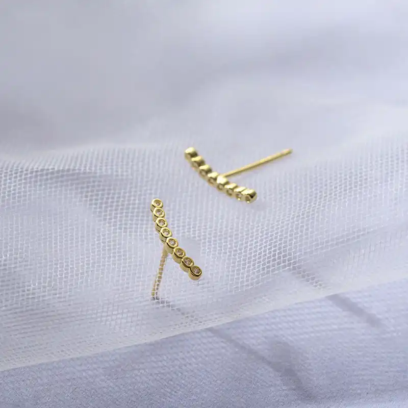 Миниатюрные серьги-гвоздики из стерлингового серебра 925 пробы в горошек, минималистичные геометрические кривые, гипоаллергенные серьги, же...