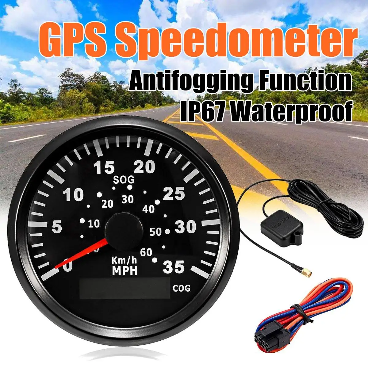 

GPS Speedometer Digital Gauge 60KM/H 35MPH Odometer Receiver 85mm Stainless Steel Motorcycle Car Truck Boat Gauges Replacement
