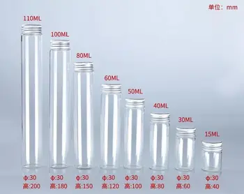 

100pcs/lot 10/15/20/25/30/40/50/ 60ml Glass Bottles with Screw Alumunium Cap Clear Transparent Mini Tiny Vials Containers Jars