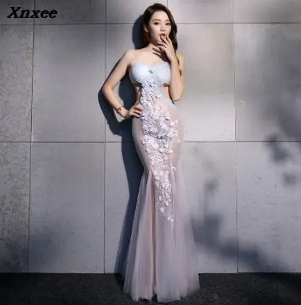 

Embroidery perspective Voile 2018 new Women's elegant long gown party proms for gratuating date ceremony gala evenings dresses 3