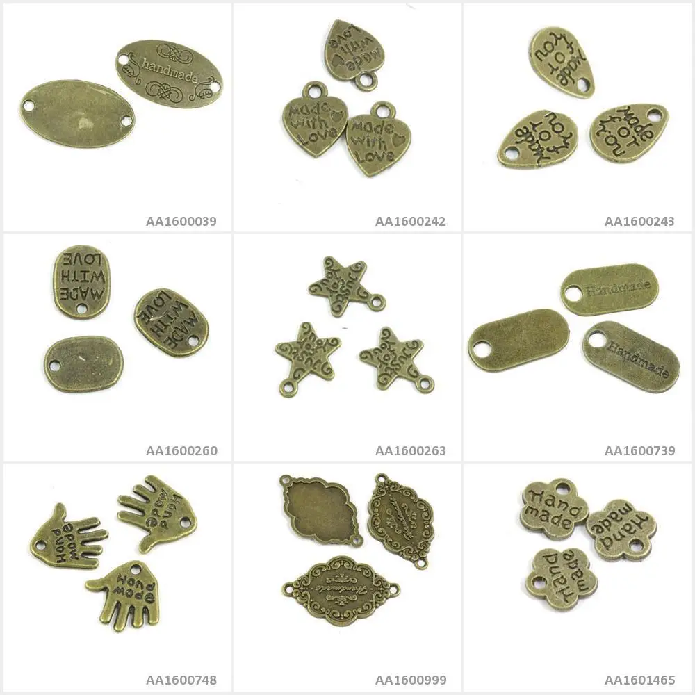 

Antique Bronze Tone Jewelry Making Charms Cherry Handmade Signs Tag Sign Connector Just For You Heart Bracelet