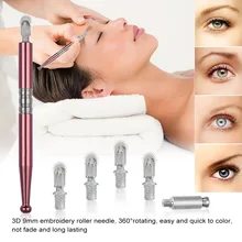 Двойная головка Перманентная ручная Татуировка бровей ручка с 9 мм микро иглы ролик татуировки микроблейдинг бровей Набор