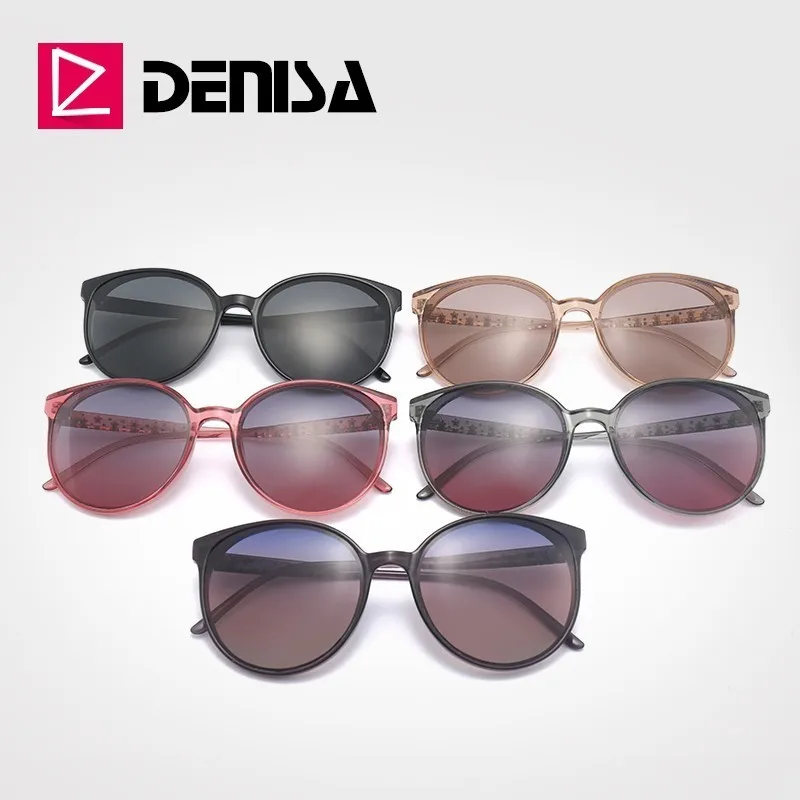DENISA UV400 поляризованные солнцезащитные очки круглые женские крупные солнцезащитные очки винтажные вождения солнцезащитные очки для женщин G29904