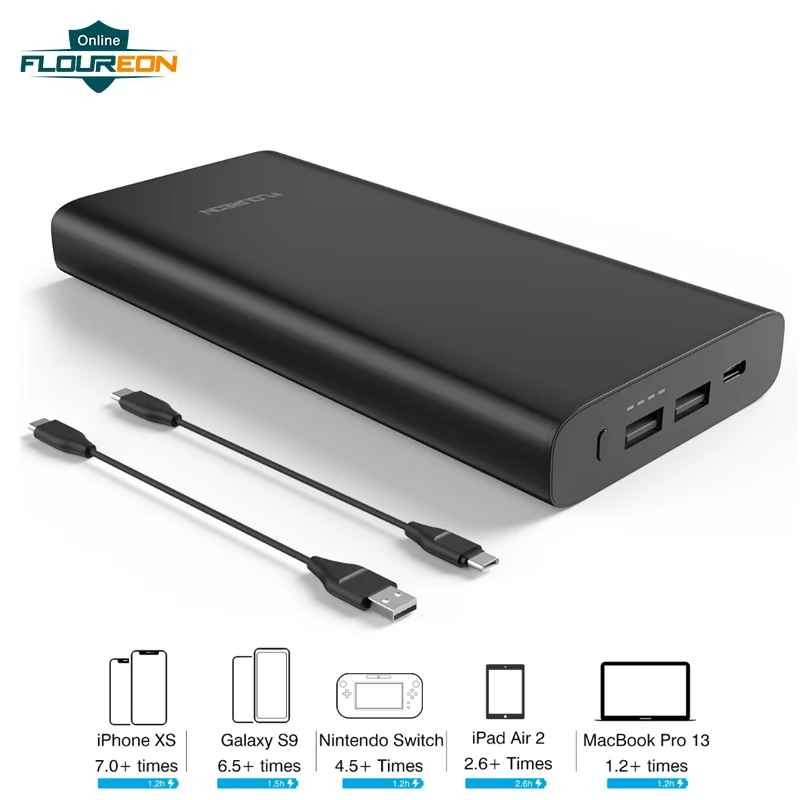 

Floureon Power Bank 26800mAh Big Capacity Phone External Battery Pack 12V/3A Quick Charging PD60W Power Bank with Type-C Input