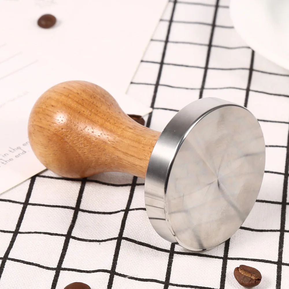 58 мм Нержавеющая Сталь Nespresso Кофе в зернах вскрытия плоские трамбовка для эспрессо деревянной ручкой молотки аксессуары для кофе