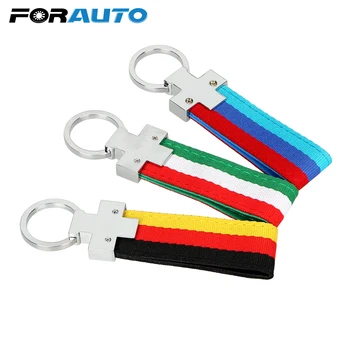 

FORAUTO Italy Germany Flag Keychain Metal and Cloth Outdoor Sport Styling Car Key Ring Gift For Friend Universal Keyring