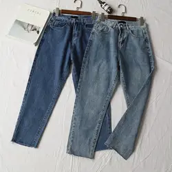 Новые винтажные женские с высокой талией свободные джинсы повседневные карманы джинсовые шаровары женские длинные брюки
