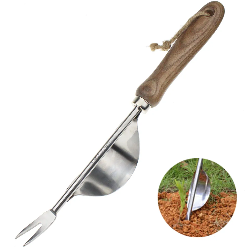 

1 Piece Manual Weeder Fork Wood Handle Gardening Weeding Tool Garden Transplanting Digging Tool