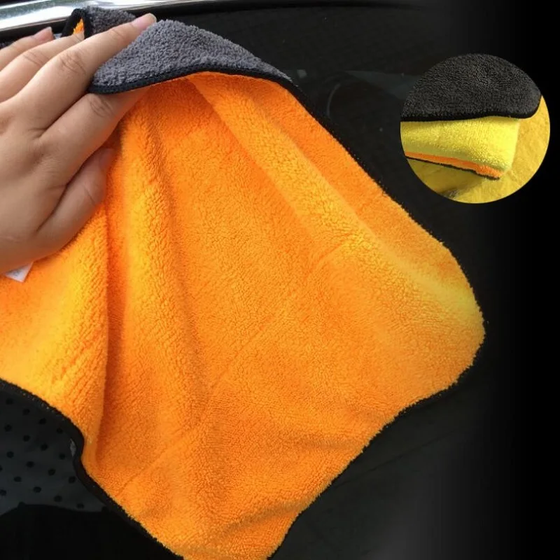 

1pcs Thick Absorbent Microfiber Cleaning Cloth Double Face Towel Washing Drying Towel Glass Metal Rag Car Wash Clean Tool