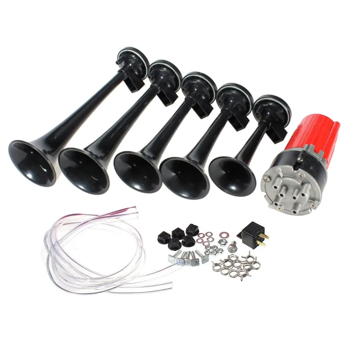 

125db Black 5 Pcs Trumpet Musical Dixie Car Duke of Hazzard Compressor 12V Car Air Horn