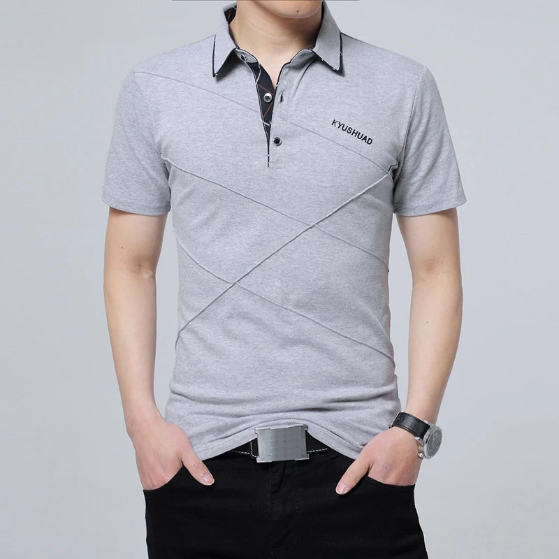 

2019 NEW Casual Cotton Summer T-shirt Men Short Sleeve Elegant Men Work Tee Shirt Clothing Male Collar T Shirt Plus Size 4XL 5XL