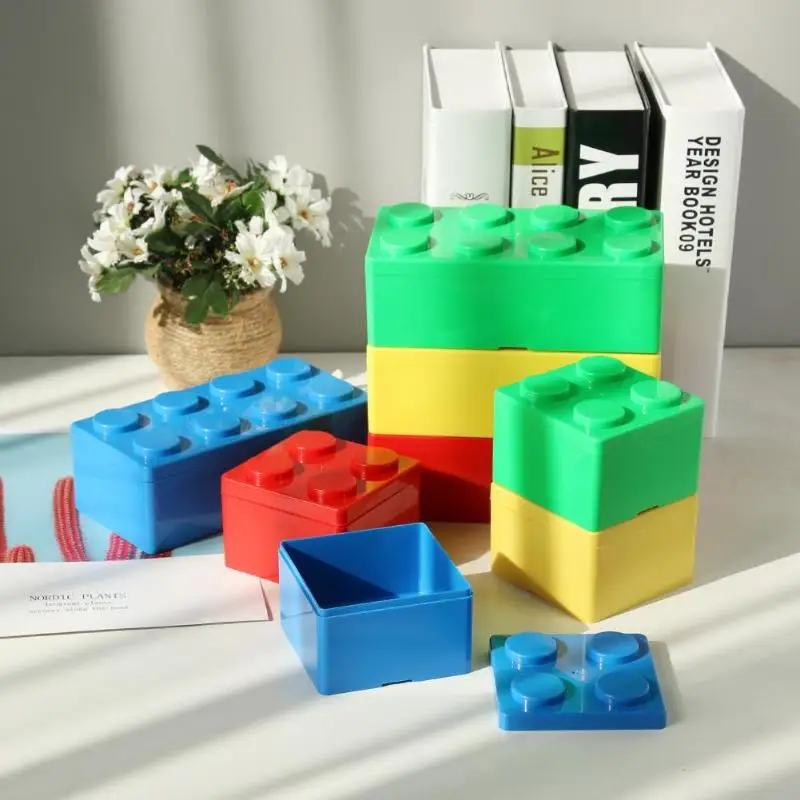 

Candy Color Storage Box Organizer Building Block Shape Jewelry Boxes Plastic Home Office Desktop Debris Storage Box Container