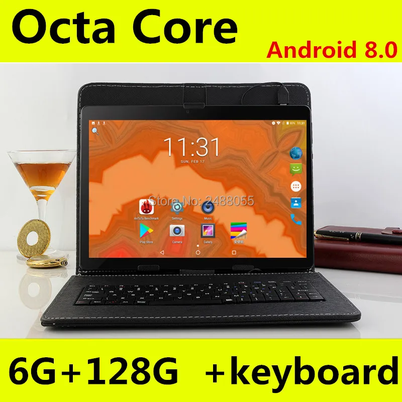  Super Tempered 10 inch tablet Android 8.0 Octa Core 6GB RAM 128GB ROM 8 Cores 1280*800 IPS Screen T
