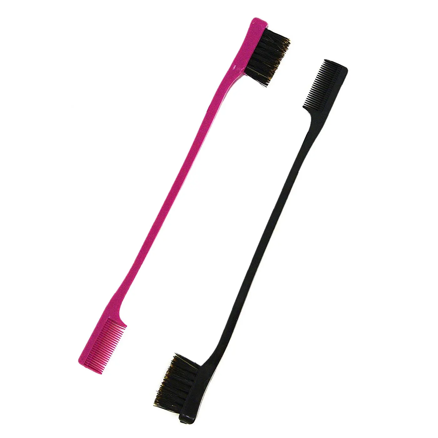 HTHL Double Sided Edge Control Hair Brush Comb Combo Pack 2 Pieces Pink