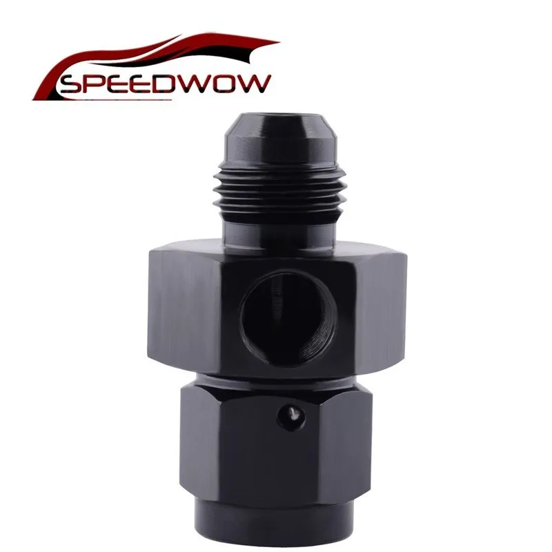 

SPEEDWOW AN 6 6 AN Aluminum Alloy Male to Female Twin 1/8" NPT Black Gauge Sensor Side Port Adapter Take Off Fitting End