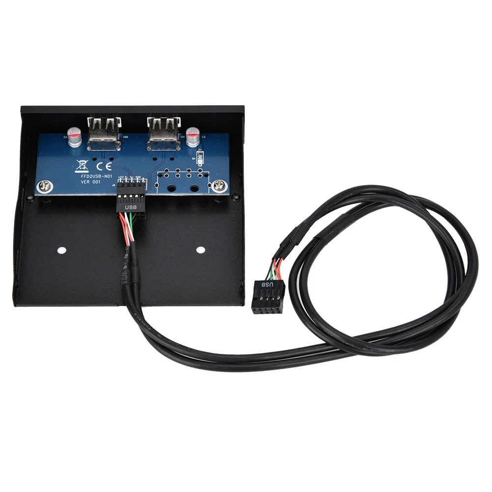 

3.5 Inch USB2.0 2 Port 9-pin Tinned Copper Wire Floppy Drive Front Panel for Desktop 9pin Floppy Driver Interface