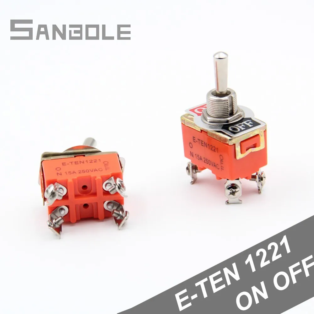 

Toggle Switch Shake Rocker Arm Switches 1221 Power 4 Foot Pins 2 Position ON-OFF 15A/250VAC (10PCS)