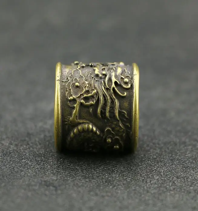 

Collection Chinese Brass Carved Zodiac Animal Dragon Finger Ring Exquisite Small Statue Gift