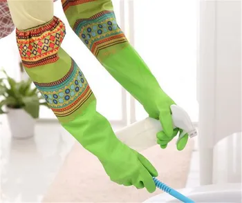 شراءحار 100 قطعة تنظيف المطبخ قفازات بلاستيكية المنزلية الدافئة دائم مقاوم للماء غسل الصحون قفاز تنظيف الغبار المياه