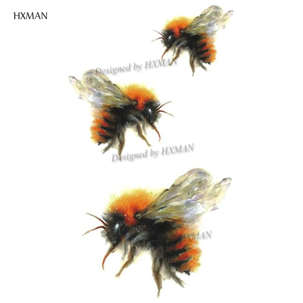 Временная тату наклейка HXMAN 12 шт./лот с пчелами животными для женщин боди арта